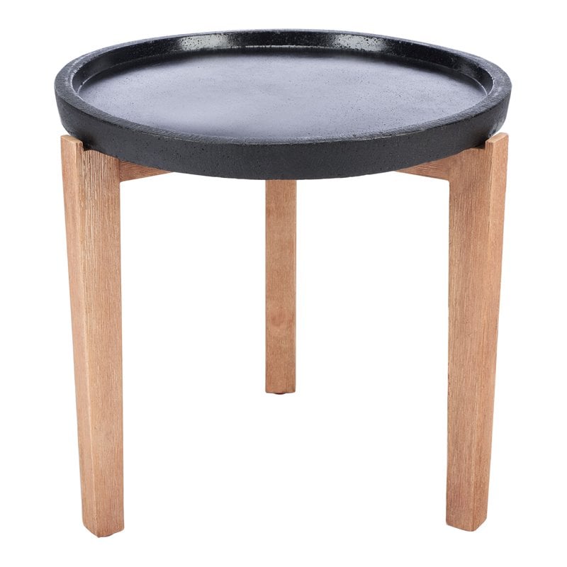 Safavieh Serka Acacia Wood/Sandstone Side Table in Natural and Black