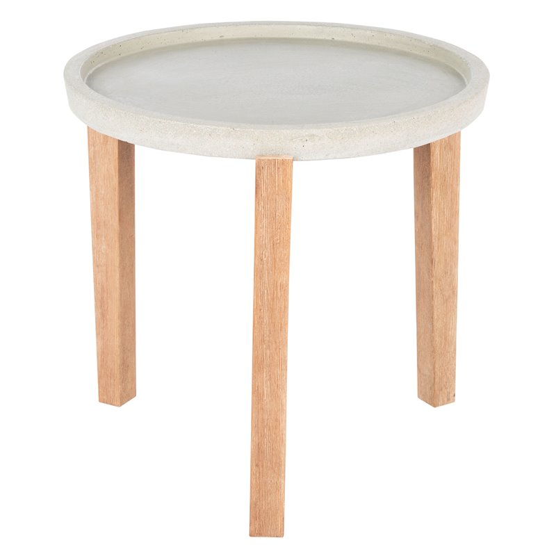 Safavieh Serka Acacia Wood/Sandstone Side Table in Natural and Light Gray
