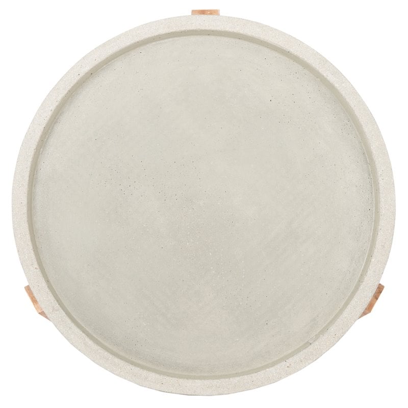 Safavieh Serka Acacia Wood/Sandstone Side Table in Natural and Light Gray