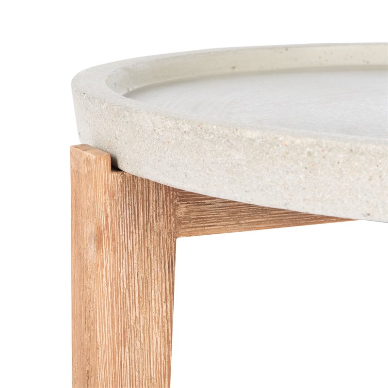Safavieh Serka Acacia Wood/Sandstone Side Table in Natural and Light Gray