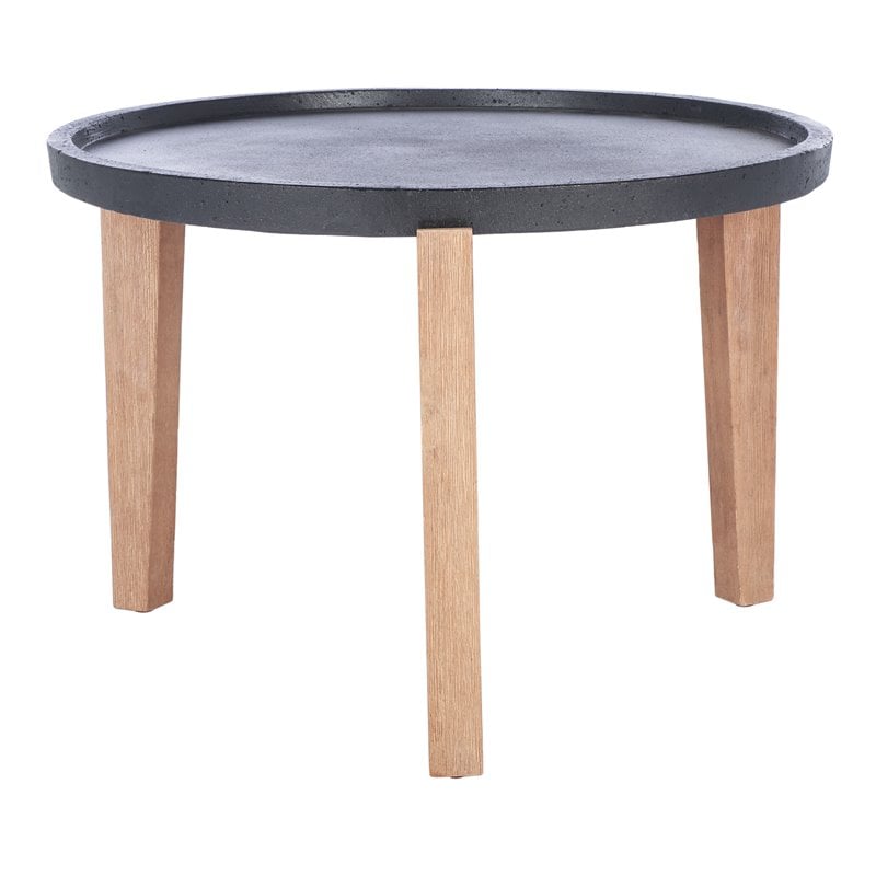 Safavieh Valton Acacia Wood/Sandstone Side Table in Natural and Black