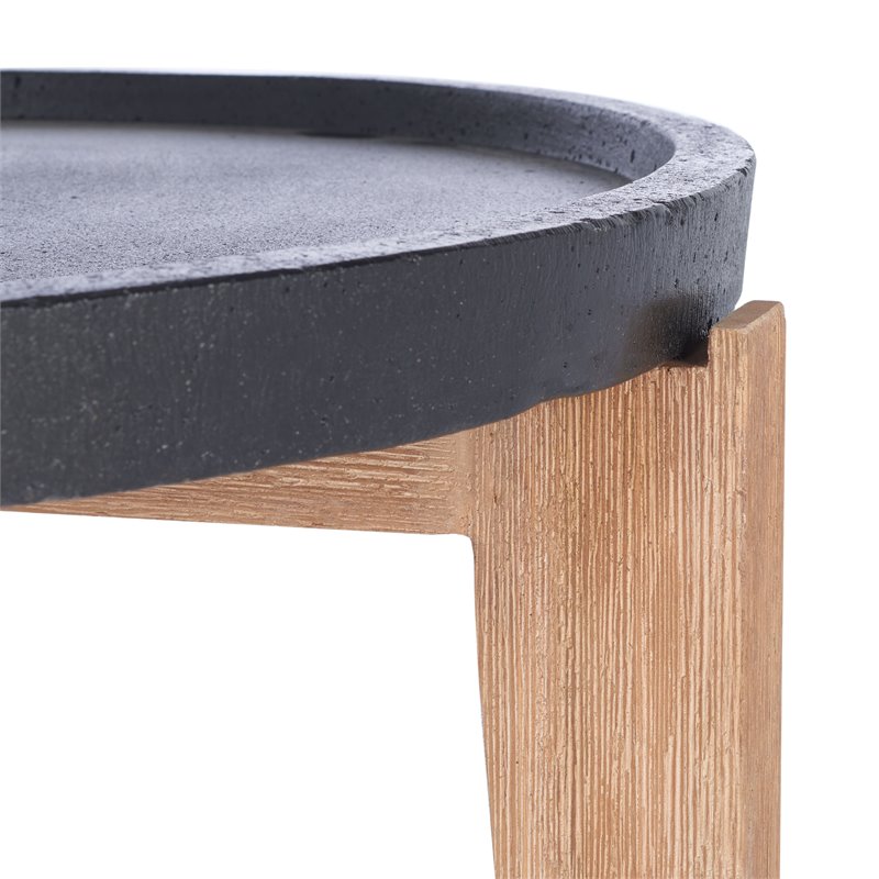 Safavieh Valton Acacia Wood/Sandstone Side Table in Natural and Black