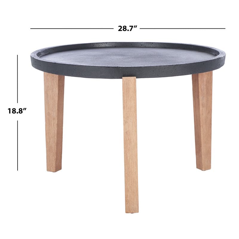 Safavieh Valton Acacia Wood/Sandstone Side Table in Natural and Black