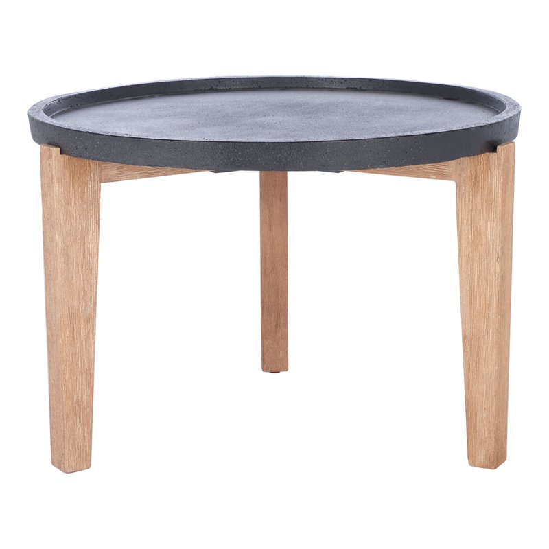 Safavieh Valton Acacia Wood/Sandstone Side Table in Natural and Black