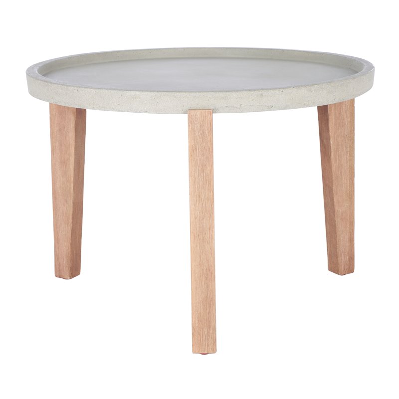 Safavieh Valton Acacia Wood/Sandstone Side Table in Natural and Light Gray