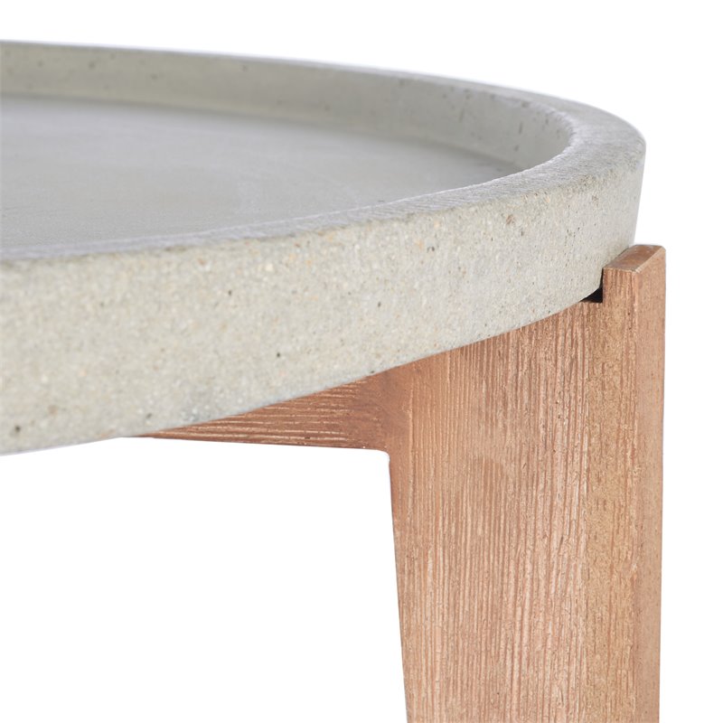 Safavieh Valton Acacia Wood/Sandstone Side Table in Natural and Light Gray