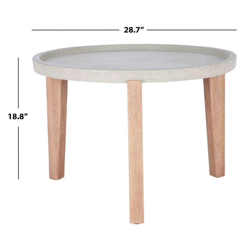Safavieh Valton Acacia Wood/Sandstone Side Table in Natural and Light Gray
