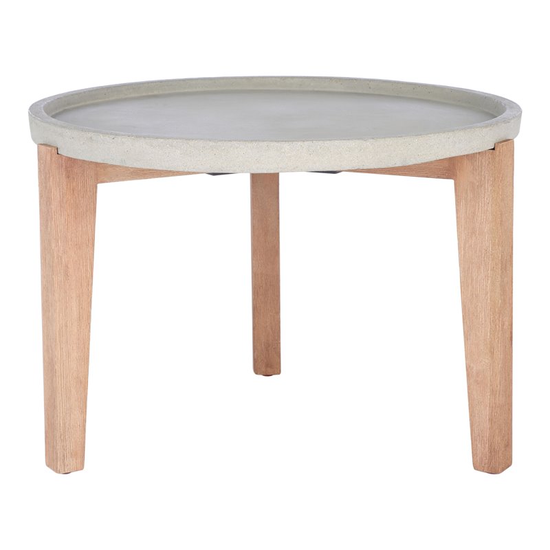Safavieh Valton Acacia Wood/Sandstone Side Table in Natural and Light Gray