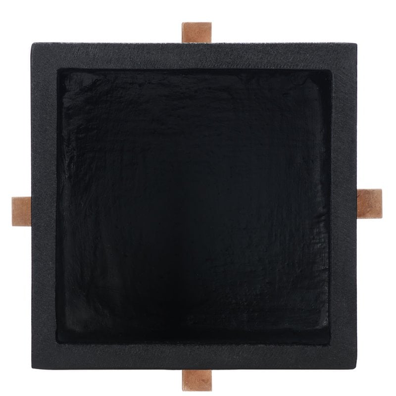 Safavieh Borsla Concrete Ficonstone/Acacia Wood Planter in Natural/Black