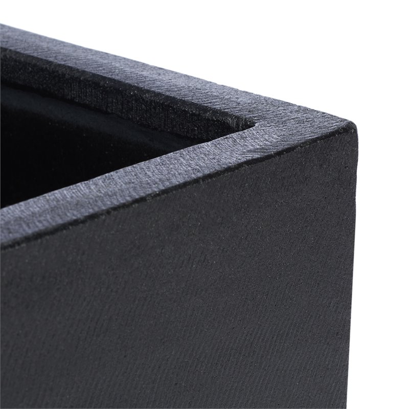 Safavieh Borsla Concrete Ficonstone/Acacia Wood Planter in Natural/Black