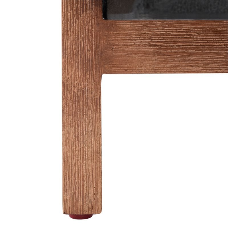 Safavieh Borsla Concrete Ficonstone/Acacia Wood Planter in Natural/Black