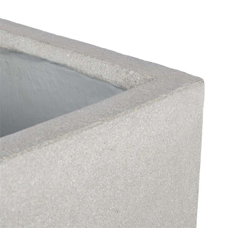 Safavieh Borsla Concrete Ficonstone/Acacia Wood Planter in Natural/Light Gray