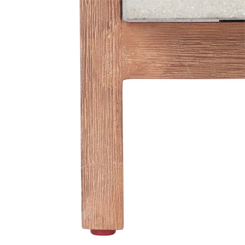 Safavieh Borsla Concrete Ficonstone/Acacia Wood Planter in Natural/Light Gray