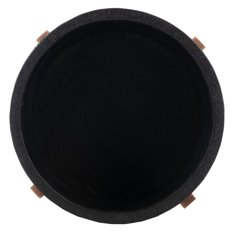 Safavieh Jesper Concrete Ficonstone/Acacia Wood Planter in Natural/Black