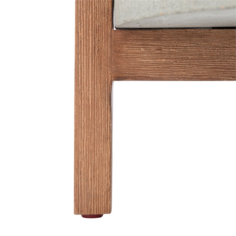Safavieh Jesper Concrete Ficonstone/Acacia Wood Planter in Natural/Light Gray