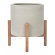 Safavieh Jesper Concrete Ficonstone/Acacia Wood Planter in Natural/Light Gray