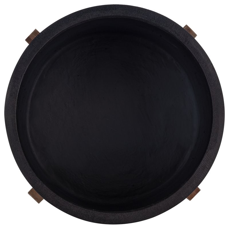 Safavieh Loflen Concrete Ficonstone/Acacia Wood Planter in Natural/Black