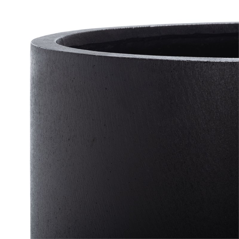 Safavieh Loflen Concrete Ficonstone/Acacia Wood Planter in Natural/Black
