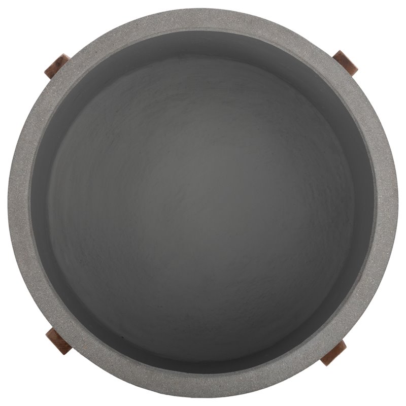 Safavieh Loflen Concrete Ficonstone/Acacia Wood Planter in Natural/Light Gray