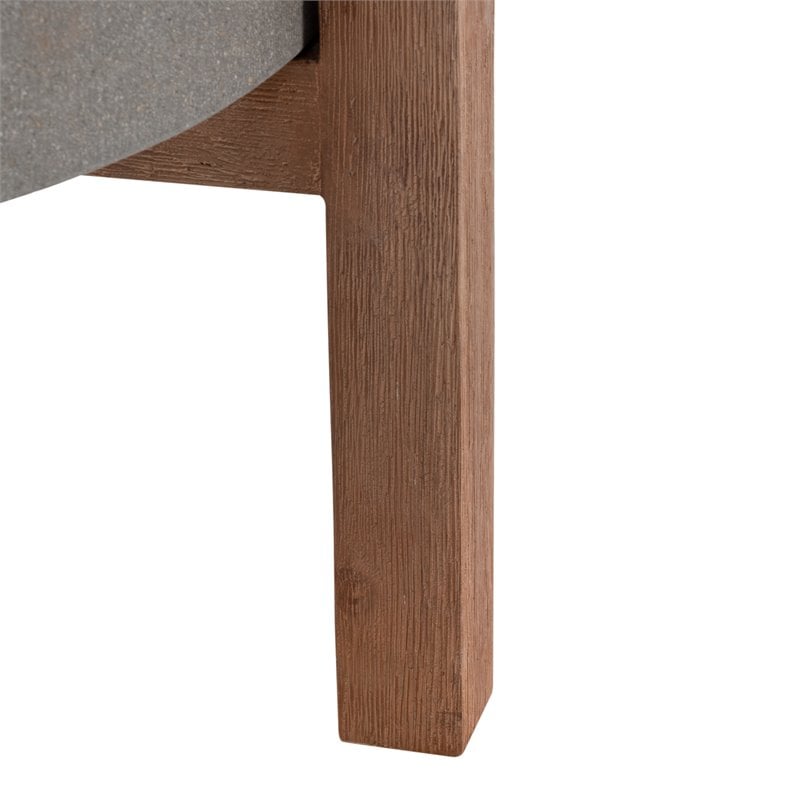 Safavieh Loflen Concrete Ficonstone/Acacia Wood Planter in Natural/Light Gray