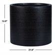 Safavieh Braslen Round Cylinder Concrete Ficonstone Planter in Black