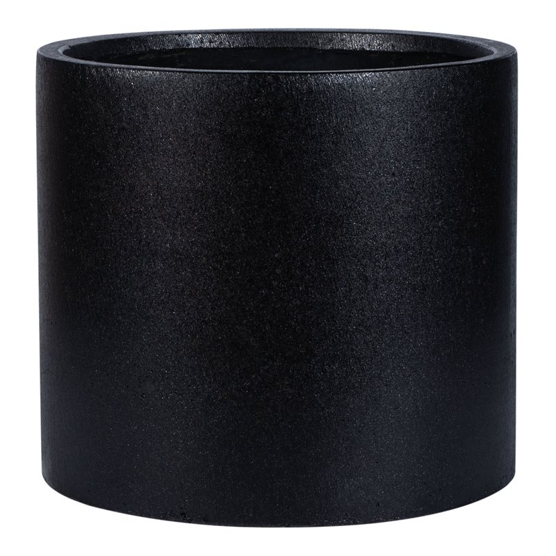 Safavieh Braslen Round Cylinder Concrete Ficonstone Planter in Black