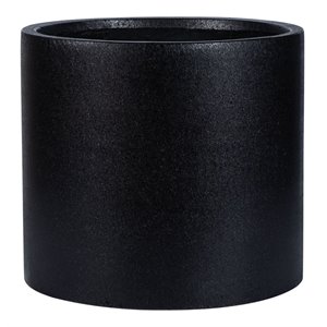Safavieh Braslen Round Cylinder Concrete Ficonstone Planter in Black