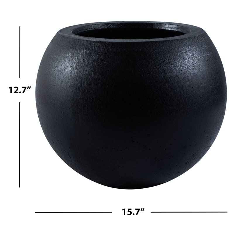Safavieh Gerand Concrete Ficonstone Orb-Shaped Outdoor Planter in Black