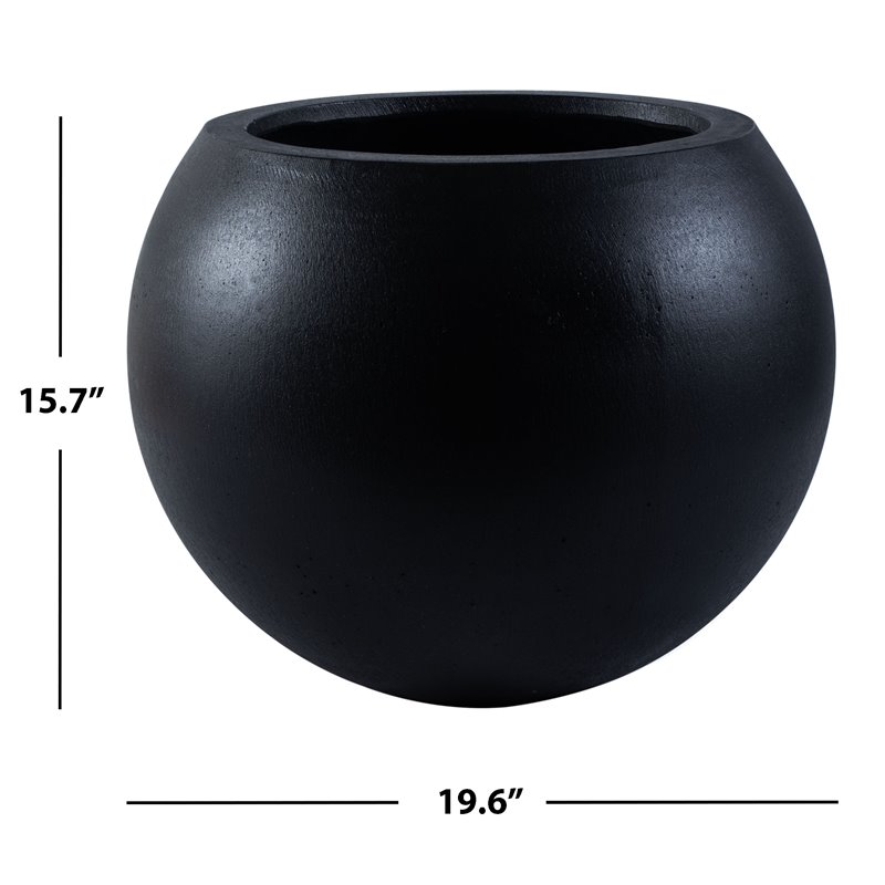 Safavieh Kenslia Concrete Ficonstone Orb-Shaped Outdoor Planter in Black