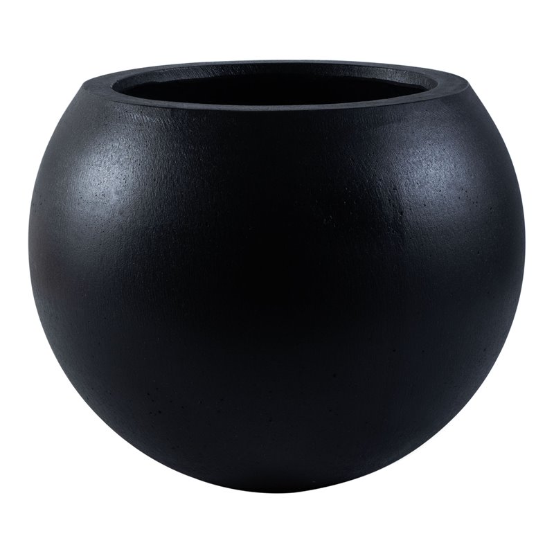 Safavieh Kenslia Concrete Ficonstone Orb-Shaped Outdoor Planter in Black
