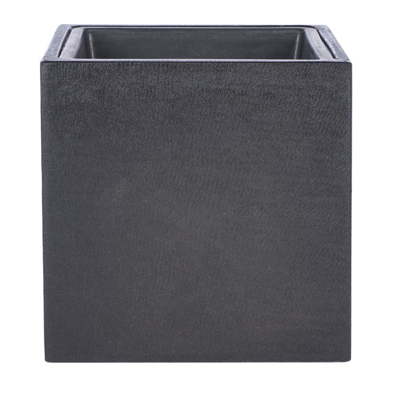 Safavieh Larlen Concrete Ficonstone Outdoor Planter in Black