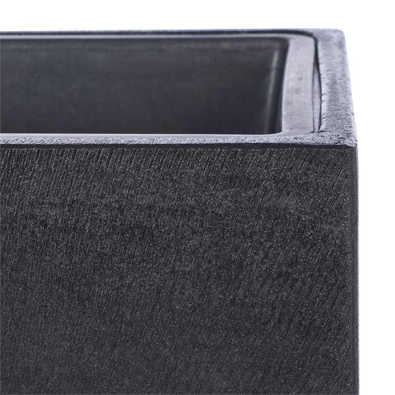 Safavieh Larlen Concrete Ficonstone Outdoor Planter in Black