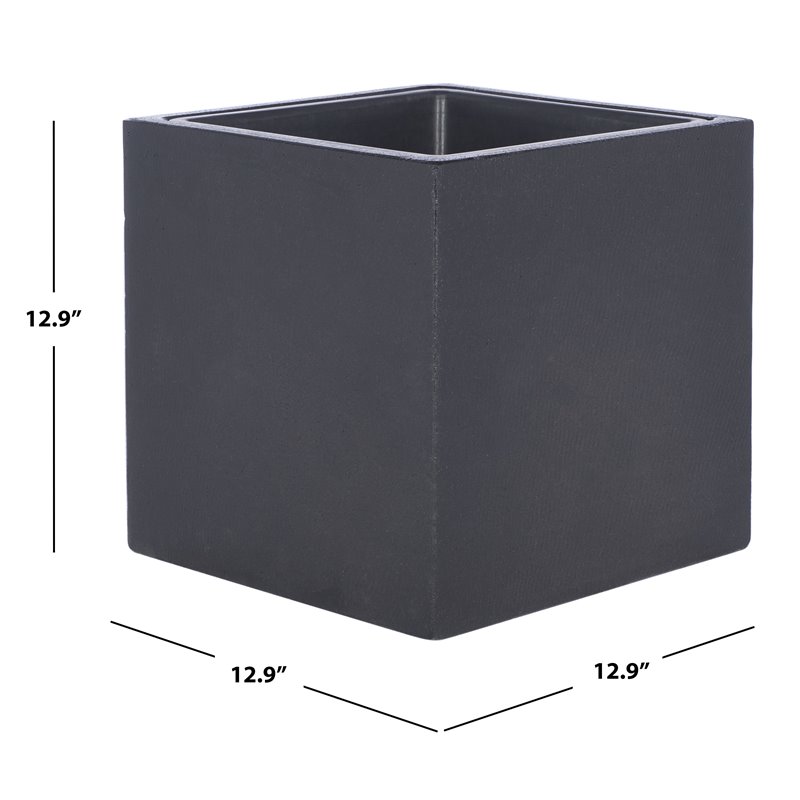 Safavieh Larlen Concrete Ficonstone Outdoor Planter in Black
