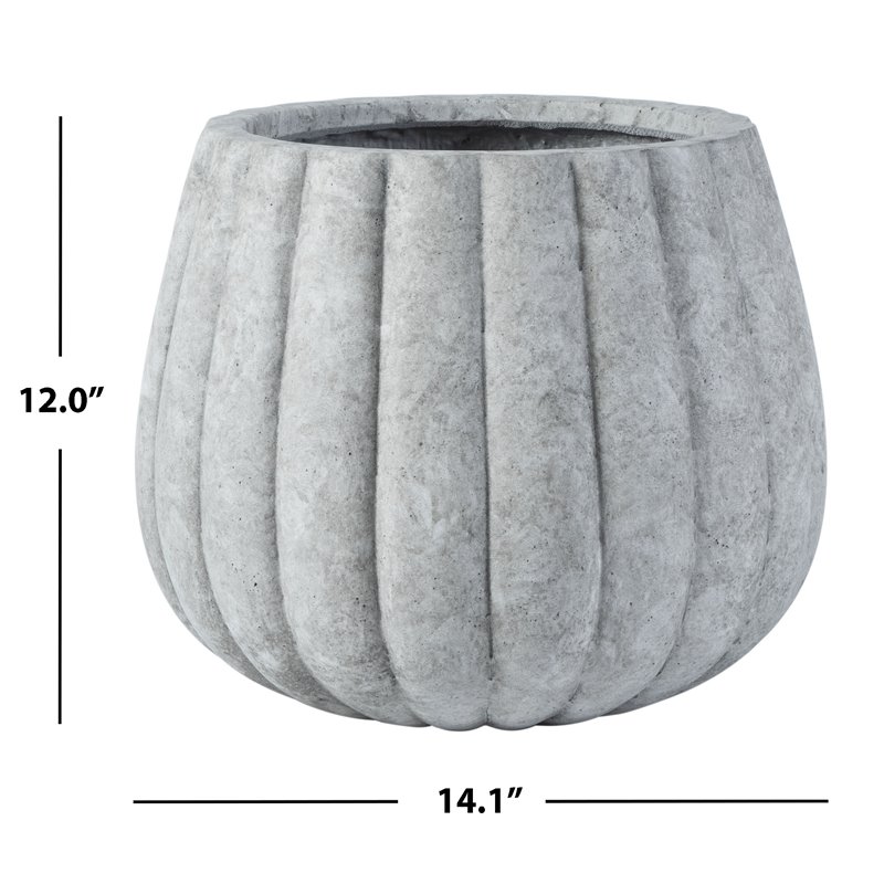 Safavieh Kaston Contemporary Concrete Ficonstone Outdoor Planter in Light Gray