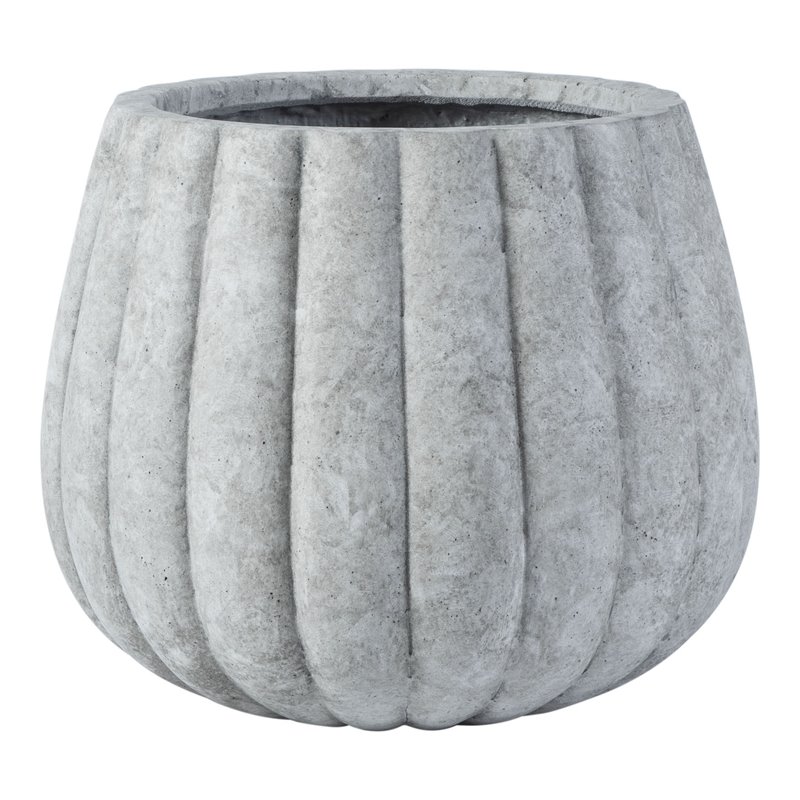 Safavieh Kaston Contemporary Concrete Ficonstone Outdoor Planter in Light Gray