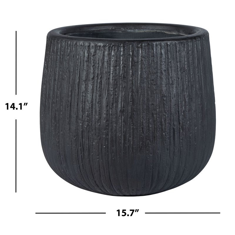 Safavieh Francia Concrete Ficonstone Outdoor Planter in Black