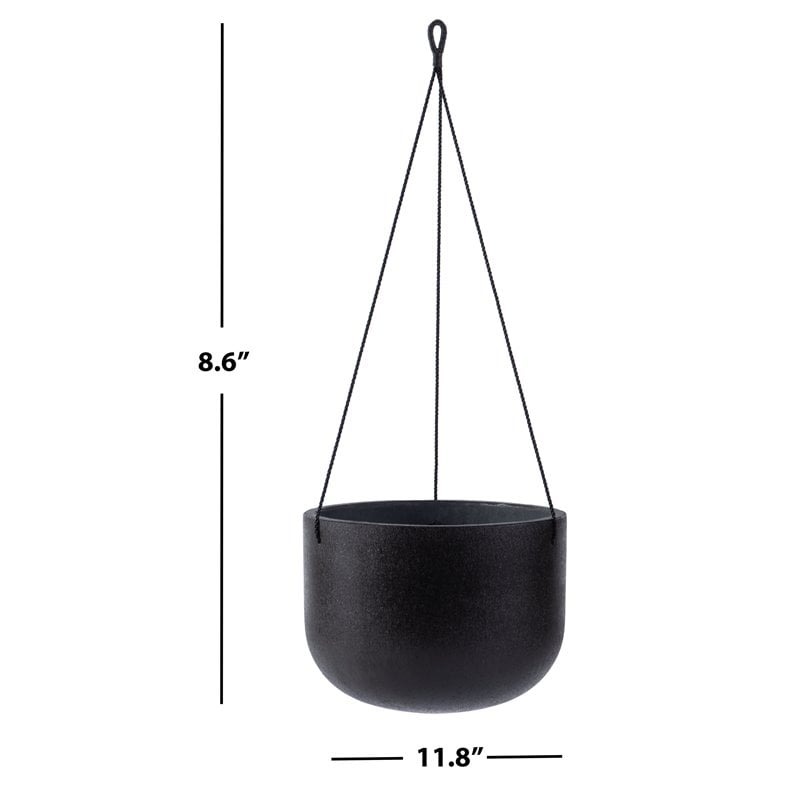 Safavieh Rancer Concrete Ficonstone Outdoor Planter in Black