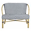 Safavieh Dandra Wicker / Rattan Indoor/Outdoor Settee in Navy and White
