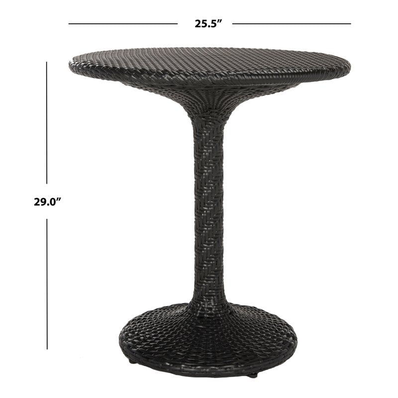 Safavieh Bilson Contemporary Rattan Outdoor Bistro Table in Black