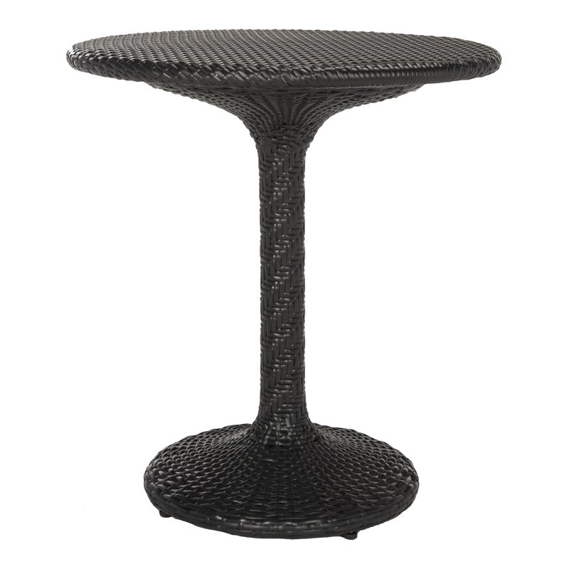 Safavieh Bilson Contemporary Rattan Outdoor Bistro Table in Black