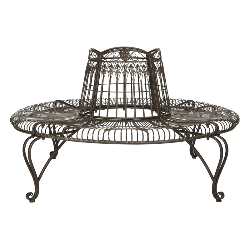 Safavieh Ally Darling Metal Outdoor Tree Bench in Rust Brown