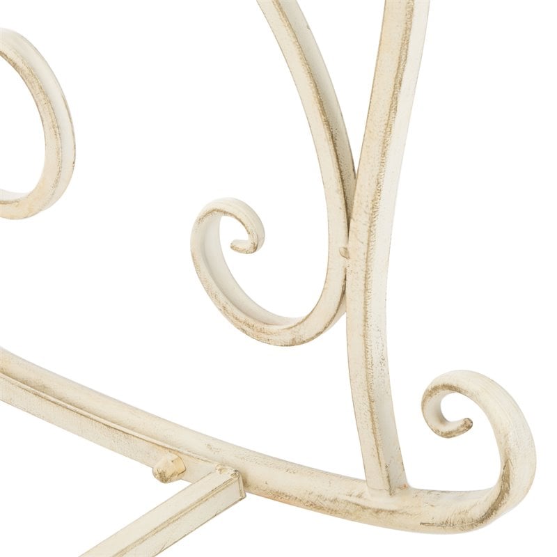 Safavieh Ressi Wrought Iron Metal Outdoor Rock Bench in Pearl White