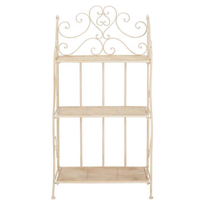 Safavieh Torus 3 Tier Metal Outdoor/Garden Shelf in Pearl White