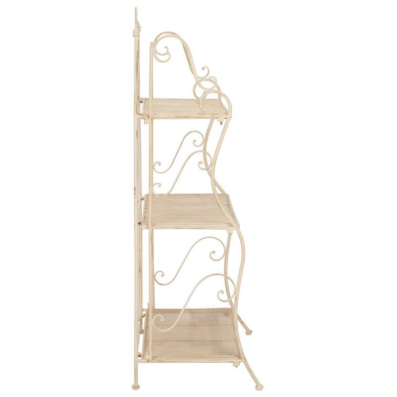 Safavieh Torus 3 Tier Metal Outdoor/Garden Shelf in Pearl White