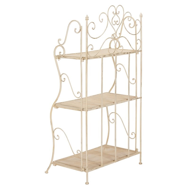 Safavieh Torus 3 Tier Metal Outdoor/Garden Shelf in Pearl White