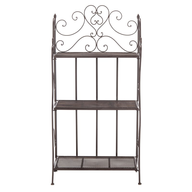 Safavieh Torus 3 Tier Metal Outdoor/Garden Shelf in Unearthed Rust Brown