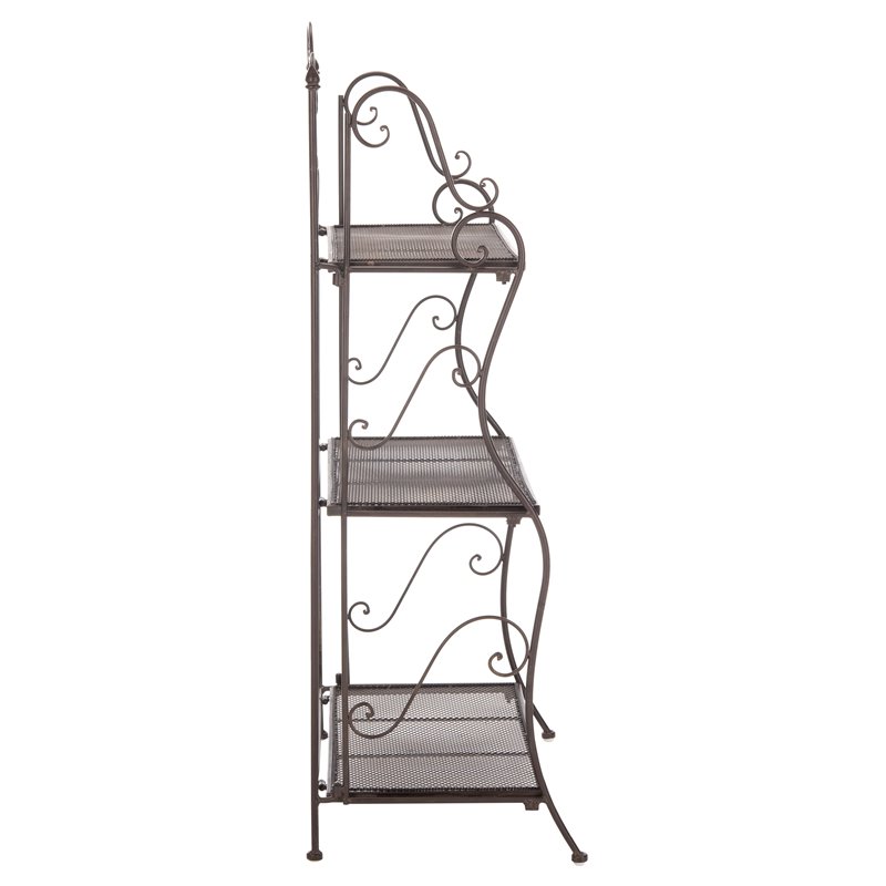 Safavieh Torus 3 Tier Metal Outdoor/Garden Shelf in Unearthed Rust Brown