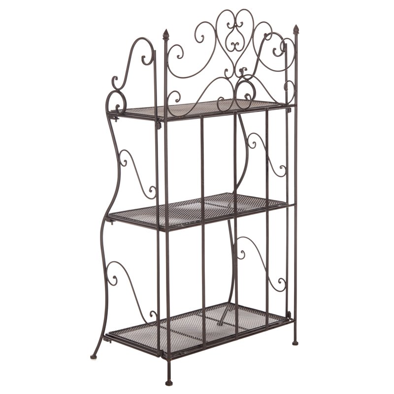 Safavieh Torus 3 Tier Metal Outdoor/Garden Shelf in Unearthed Rust Brown