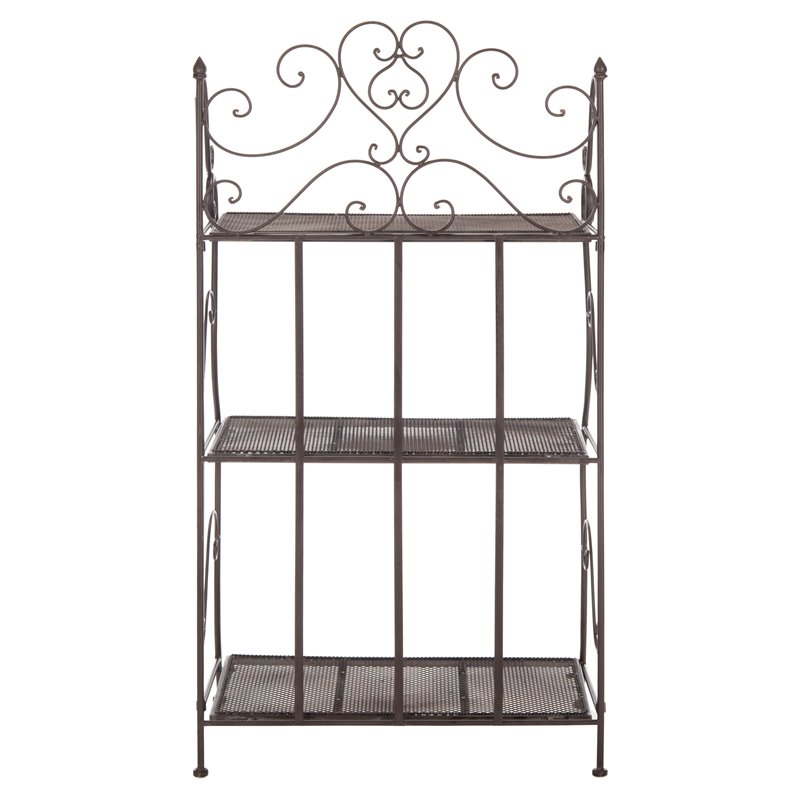 Safavieh Torus 3 Tier Metal Outdoor/Garden Shelf in Unearthed Rust Brown