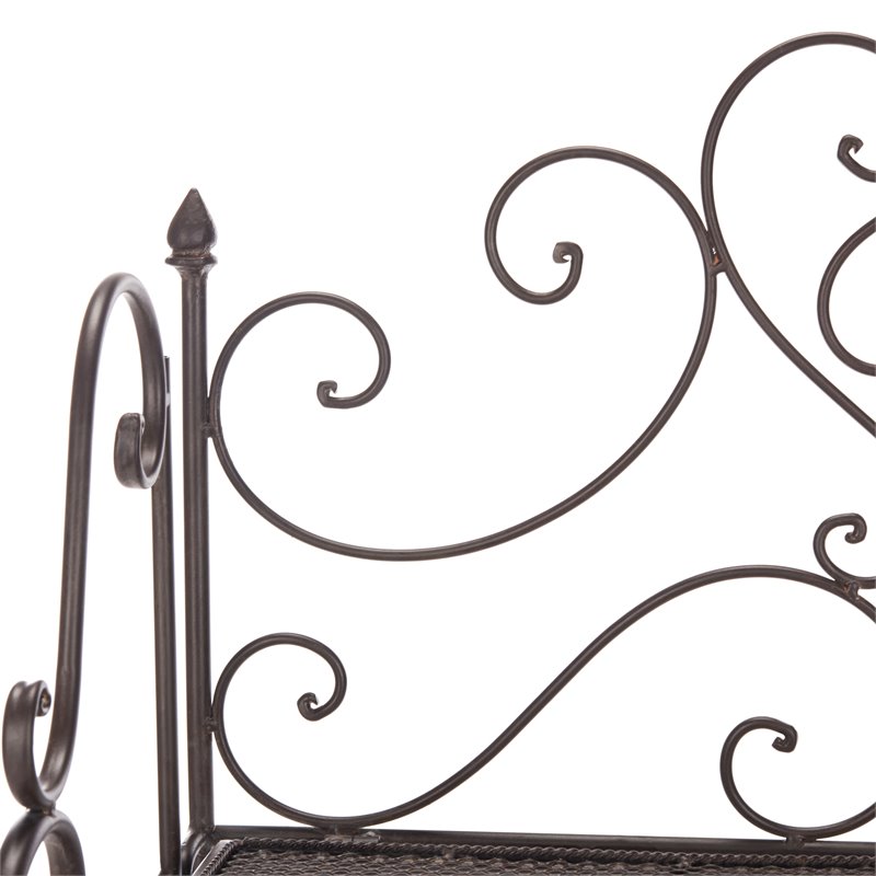 Safavieh Torus 3 Tier Metal Outdoor/Garden Shelf in Unearthed Rust Brown